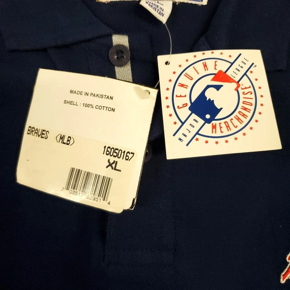 Atlanta Braves Polo Shirt Mens Genuine Starter Vintage 90s Blue XL MLB Preppy